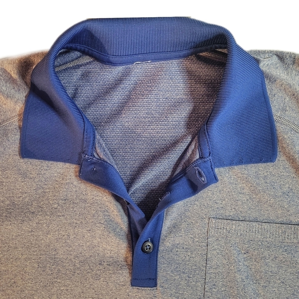 Lululemon // Men's Metal Vent Tech Polo / Tempest Blue & Navy / Large - Picture 3 of 8